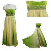 Sherri Hill Dress Womens 6 Green Silk Organza Sequin Strapless Gala Pageant Prom