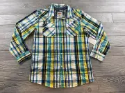 Levis Shirt Kids Large Long Sleeve Pearl Snap Front Front Pocket Plaid New