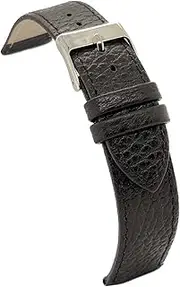 [diloy] Bison Embossed Calf Leather Watch Strap - Flat Classic Design, Stainless Steel Clasp - For Dressage Watches - Sizes 12mm to 22mm (Straight) P178