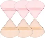 YBVABE Triangle Powder Puff Makeup Sponge,6 Pcs Ultra Soft Made of Cotton Velour With Strap,Designed for Contouring,Under Eyes And Corners,Beauty Blender Foundation Blending Container ((Pink&Skin)