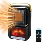 Small Space Heater for Indoor Use 700W Portable Electric Fireplace black