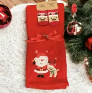 Baby's First Christmas Plush Santa Blanket Booties Embroidered Design SOFT
