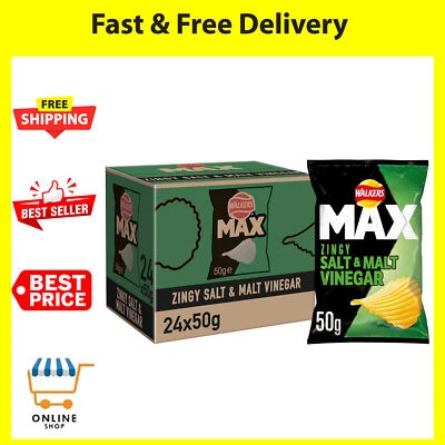 Walkers Max 24Xsalt & Malt Vinegar 50G (Case 24)