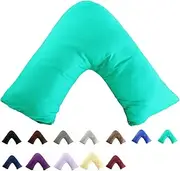 Gyulin 100% Cotton 300TC Soild Envelope Style V Shaped/Tri/Boomerang Standard Pillow Case Cushion Cover Only Cover No Insert (Teal)