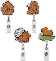 Capybara Badge Reel Holder Retractable Nurse Badge Holder Funny Cute Badge Reels| ID Tag Cards Clip with Alligator Clip Nylon Cord for Nurses, Doctors, Teachers, Office Workers