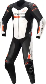 Alpinestars GP Force Chaser One Piece Motorcycle Leather Suit, black-white-red, Size 56 for Men Black White Red