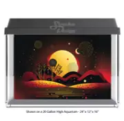 Orange Sunset Desert Polyester Fish Tank Glass Backdrop Aquarium Background