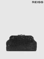 Reiss Black Adaline Embellished Clutch Bag (T66076) | $255