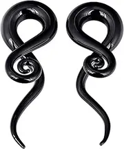 YOFANST 2pcs Glass Ear Tapers Plugs 4G-14mm Multi-Colors Twist Handmade Spiral Gauges Piercing Jewelry