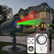 Christmas Projector Laser Lights for House - Timer Outlet and Remote 1-Pack