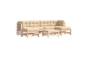 vidaXL Outdoor Lounge Set 7 Piece Sofa and Table with Cushions Solid Wood