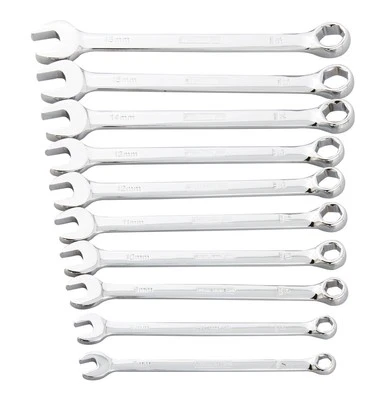 10-Piece Metric 6-Point Combination Wrench Set for Mechanics, Chrome Vanadium...