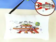 Artiste Counted Cross Stitch Kit Door Hanger Spaceship Alphabots Kids Baby Room