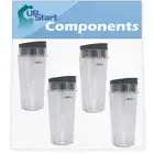 4 Pack Single Serve 16 oz Cup for Ninja Professional Blender BL663 1100-Watt