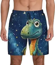 [Sipumia] Mens Animal Printed Swim Trunks with Compression Liner Quick Dry 2 in 1 Board Shorts with Pockets