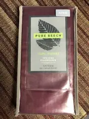 New PURE BEECH 100% Modal Sateen 400 TC 2 King Pillowcases Cranberry Set