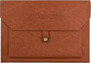 VANRA Expanding PU Leather File Folders Document Holder A4 Portfolio Filing Envelopes with 3 Pockets, Waterproof Leather Document Pouch Organizer with Elastic String and Copper Button Closure (Brown)