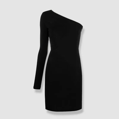 $530 Just Cavalli Women's Black Embellished One-Shoulder Mini Dress Size 42
