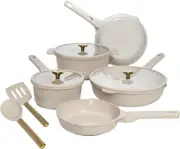 Ceramic Nonstick Cookware Set, Cast Aluminum with Dual Layer Nonstick Coating, G