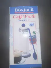 BonJour Manual Milk Frother, Stainless Steel and Coffee Glass Carafe Froth Monet