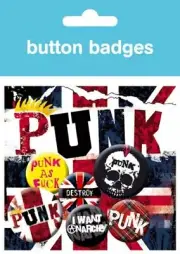 Punk Union Jack Badge 6 Pack