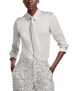 Alice and Olivia Brady Silk Stretch Button Down