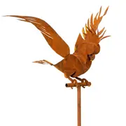 Garden Rust Metal 190cm Stake Cockatoo Wings Spread Outdoor Ornament Patio Decor