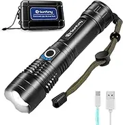 Flashlight, LED Torch Rechargeable Flashlights 2000 Lumen, Pocket Tactical Torch with USB Charging 3500mAh Battery, 5 Modes, Zoomable IPX6 Waterproof Electric Flash Light for Emergency Camping Outdoor