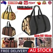 Firewood Carrier Durable 600D Canvas Log Carrier Fire Place Wood Storage Bag AU