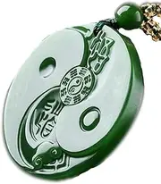 [RYEPOLNIX] Jade Stone Necklace,Natural Green Jade Pendant Hand Carved Pendants Fashion Necklace Jewelry Lucky Amulet/506