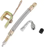 X AUTOHAUX 1 Set 45 Degrees Copper Tire Valve Extension with Flexible Stainless Steel 140mm Tyre Valve Stem Extender for Car Motorcycle RV Truck Bike
