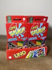 Uno Splash Card Game With Water-Resistant Plastic Cards & Clip Pool Park Fun NEW