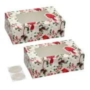Christmas Bakery Boxes for Cookies Cupcakes Donuts Muffins Red Bird SET OF 2