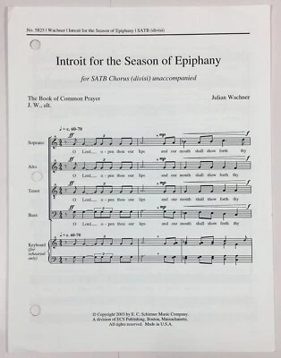 Introit For The Season Of Epiphany SATB Chorus Sheet Music By Julian Wachner ECS