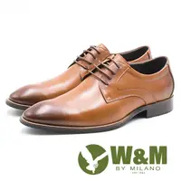 在飛比找PChome24h購物優惠-W&M 素色極簡綁帶男皮鞋-棕(另有黑)