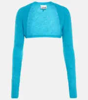 [Ganni] Ganni Alpaca and wool-blend cropped cardigan AU 6 blue