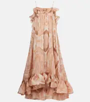 [Zimmermann] Zimmermann Illuminate printed silk maxi dress AU 14 neutrals