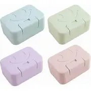 4 Pack Portable Travel Soap Box Soap Dish with Lid Waterproof Plastic Soap Holder for Bathroom, Travel, Camping, Outdoor (Green, Blue, Purple, Pink)