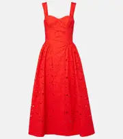 [Rebecca Vallance] Rebecca Vallance Blaire cotton guipure lace midi dress UK 14 red
