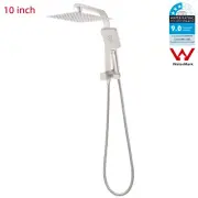 Square 10'' Twin Rain Shower Head Hand Held 2 In 1 Wall Arm Set Brushed Nickel