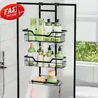 3-Tier Over-the-Door Shower Caddy - Hanging Shelf with Hooks & Soap Holder