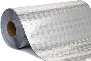 Industrial Utility Diamond Plate Metallic Chrome Finish Vinyl Wrap Sheet Roll Adhesive Roll (17.8 inches x 50ft)