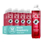 Sparkling Ice Black Raspberry Sparkling Water Zero Sugar Flavored Pack of 12