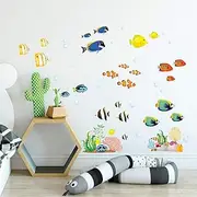DECOWALL DS-8035 Coral Reef Fish Kids Wall Stickers Wall Decals Peel and Stick Removable Wall Stickers for Kids Nursery Bedroom Living Room (Small)
