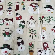 Christmas Cotton Fabric Cheater Quilt SNOWMEN Winter 44" Wide x 2 Yards
