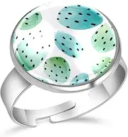 [FVQL] Adjustable Ring for Girls, seamless plant pattern, 1.7cm/0.67inch, Glass, glass