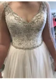NEW Allure Bridal Wedding Dress NOT ALTERED Ivory & Pinkish Color Size 12