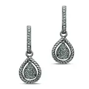 0.13 CT. T.W. Diamond Rope Frame Teardrop Earrings in Sterling Silver