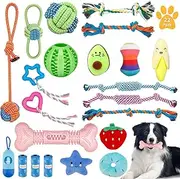 22 Pack Dog Rope Toys for Small & Medium Breed Dogs, Durable Chew, Dog Chew Toys, Tug of War, Interactive Dispensing Dog Treat Toys for Boredom, Promote Dental Health, Exercise & Bonding