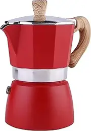 Colorful Stovetop Espresso Maker for Great Flavored Strong Espresso, Italian Style 3/6 Espresso Cups 150ml/300ml Mocha Pot,Cuban and Greca coffee maker,Octagonal coffee pot,Brewer Percolator (red, 150ml)